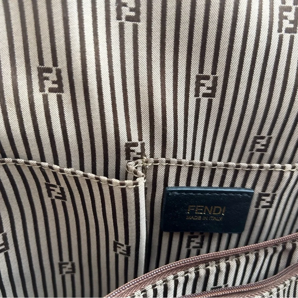 Fendi Black, Brown & Blue Leather Satchel with Gold Hardware - Picture 9 of 11